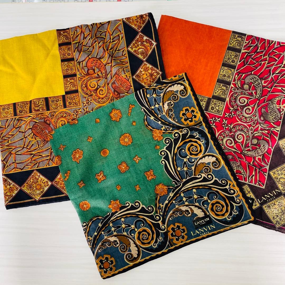 Large Lanvin Multicolored Elegant Handkerchief Se… - image 1