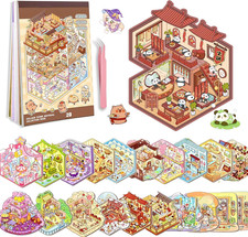 20 Sets DIY 3D Sticker Scene Book, Miniature House Pet Shop Room Stickers