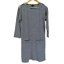 J. Crew Knit Front Pocket Stripe Shift Dress S Coastal Preppy Quiet Luxury