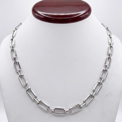 Echt 925 Sterlingsilber Messerkante Büroklammer Gliederkette Halskette Rhodium 18 Zoll
