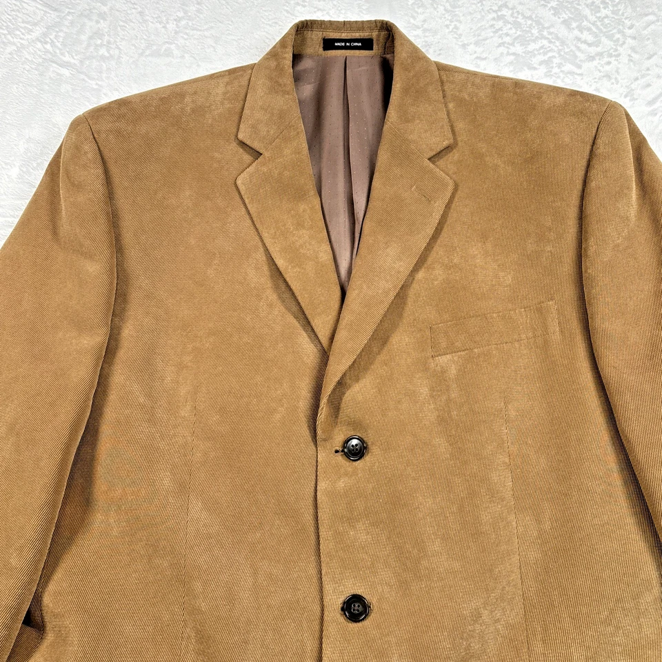 Calvin Klein Blazer Jacket Sport Coat Mens 42R Tan Micro Suede Three Button - Image 4 of 4