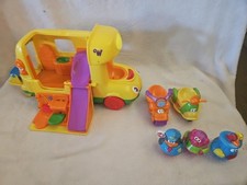 Vintage Weeble Wobbles Bus And Cars Lot 6 Total Items - Bus, 2 Cars, 3 Figures