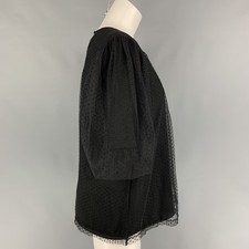 MARC JACOBS Size 4 Black Cotton Dots Tulle Layered Dress Top