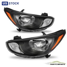 Black Housing Headlights Headlamps Assembly For 2012 2013 2014 Hyundai Accent