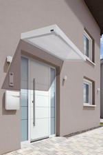 Gutta BS 3D-Line Haustürvordach Weiß mit PC-Stegplatte, 160 cm oder 200 cm