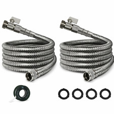 Morvat 12 X 3ft Stainless Steel Garden Hose W On-off Valve 2 Pack