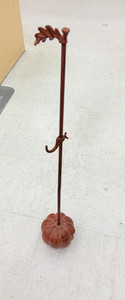 Vintage Rustic Wrought Iron Pumpkin Base Display Stand - Adjustable Hook