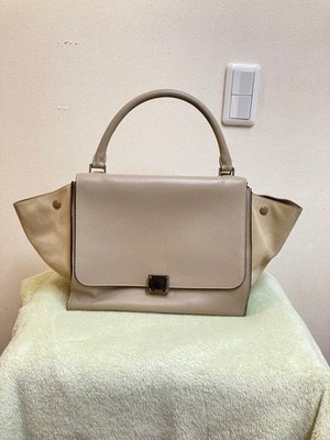 CELINE Trapez Phoebe Philo Era Leder 2-Wege Schultertasche Farbe Beige Damen