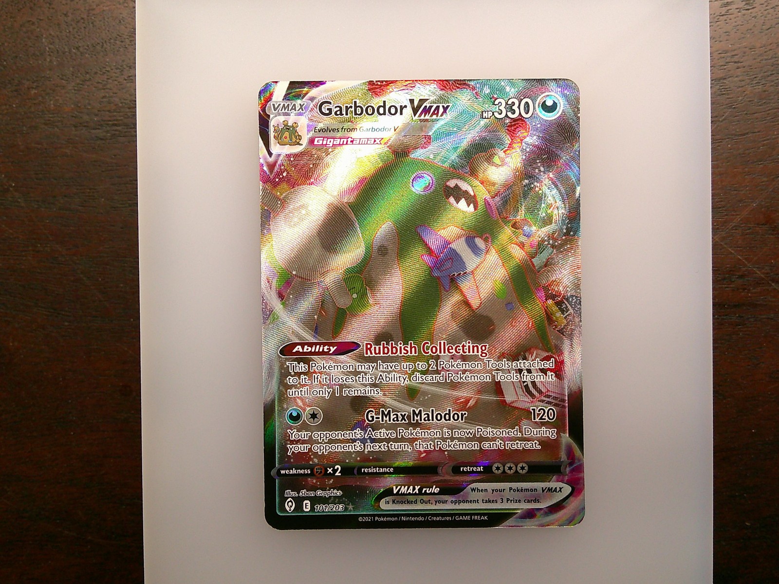 Garbodor VMAX 101/203 Holo Rare VMAX Evolving Skies Pokemon NM