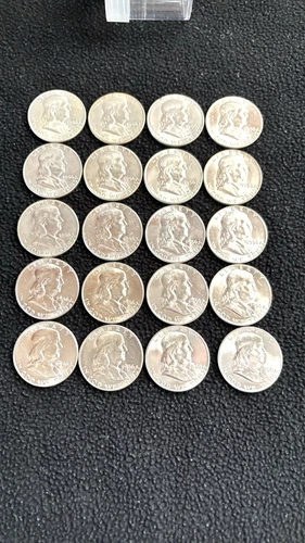 1956-P U.S. FRANKLIN HALF DOLLAR CHOICE BU $10 ROLL 20 COINS W/TUBE