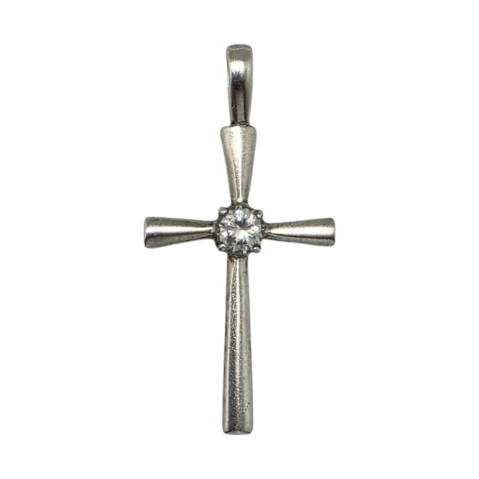 STUNNING SIMPLE STERLING SILVER SOLITAIRE WHITE S… - image 1