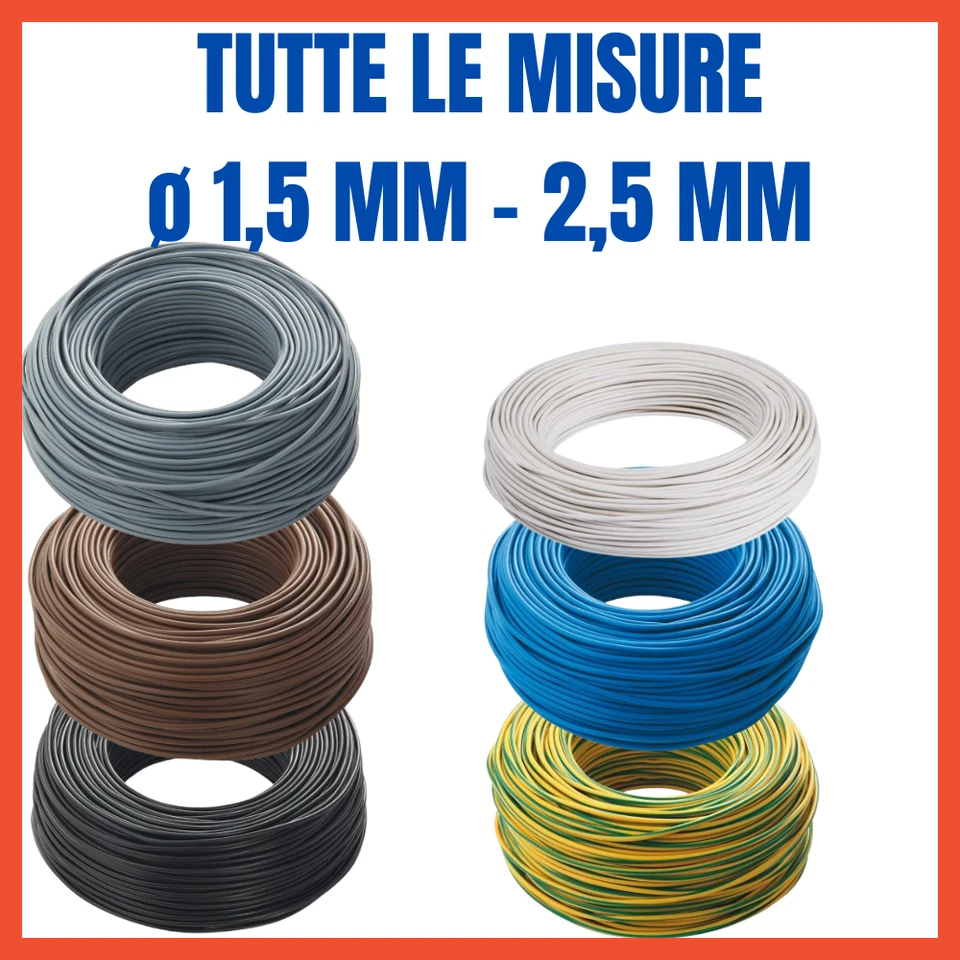 Cavo Cordina Filo Elettrico Unipolare 1,5 2,5 mm 100mt Cordicella Matassa Cavi