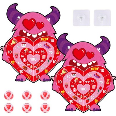 2Pcs Valentine's Day Dart Board Sticky Balls Toys Games Cartoon Monster Darts...