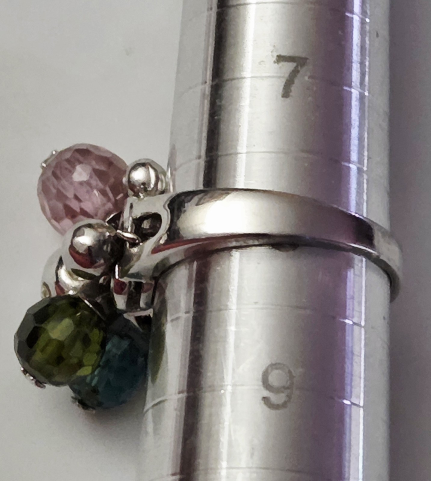 Silvertone & Multi Colored Crystal Dangle Faceted… - image 7