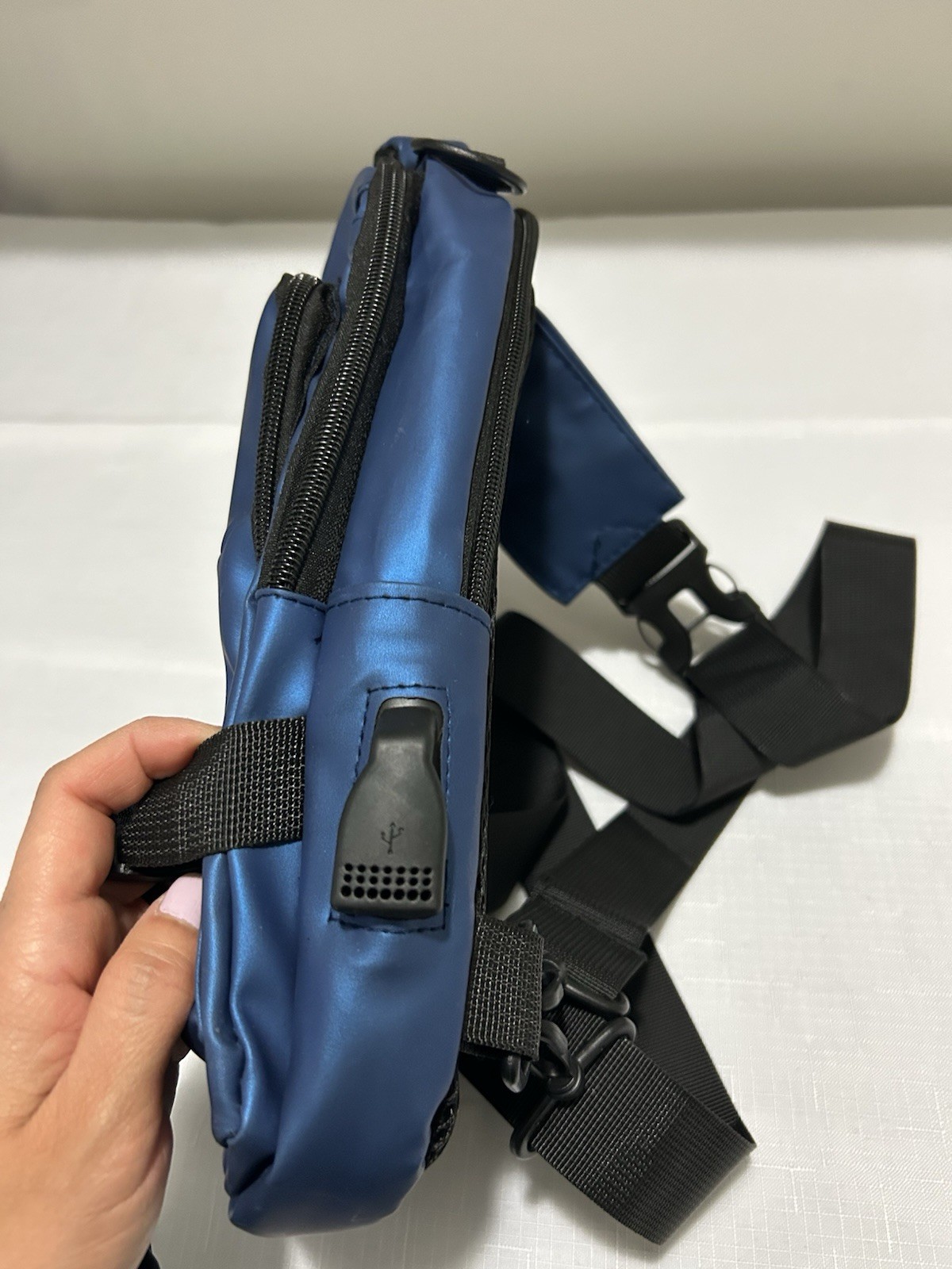 Men Blue Multi-functional Crossbody shoulder Bag … - image 12