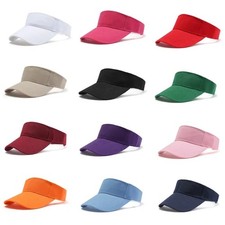 Adjustable Visor Sun Hat Golf Tennis Beach Cap Plain Colors Men Women Summer