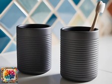 Modern Ribbed Toothbrush Holder (Set of 2), Bathroom Organiser (DEL-0094)