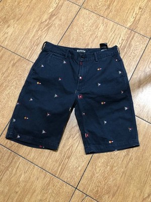 Barbour genähte Flaggen maritim Shorts blau marine Herren 32 distressed verbl...
