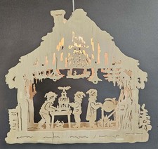 Weihnacht Deko Erzgebirge, 3D Fensterbild Zwergenwerkstatt, beleuchtet