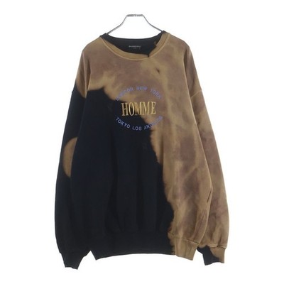 BALENCIAGA 17AW Bleached HOMME Embroidery Oversized Sweatshirt Black/Beige