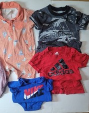 Boys 12 Mo. Variety Of Clothes 15 Pieces. Rompers, Bathing Suit, Bodysuits,etc