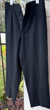 Vintage Pants Black Wool Button Fly Suspender Buttons 34" Waist x 30"
