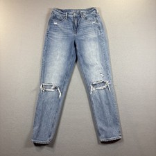 American Eagle Mom Jean Blue Denim Stretch Women's Size 4 Long High Rise