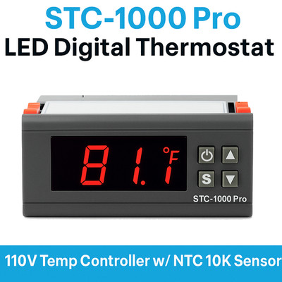 STC-1000 Pro LED Digital Thermostat 110V Temp Controller w/  NTC 10K Sensor  F/C