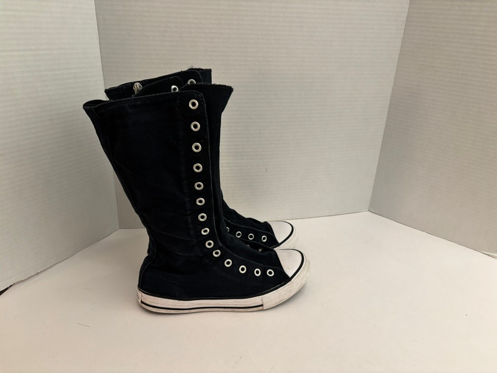 Converse Chuck Taylor All Star XX Hi Knee High Black Boots Youth Size 3 No Laces