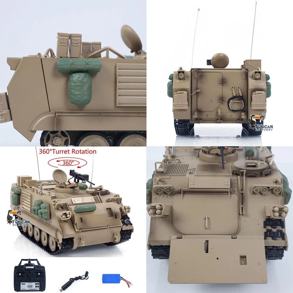 Tongde 1/16 RC Military Tank M2412-C M113A2 APC Turret Rotation 360 Degree LED - Image 4 of 4