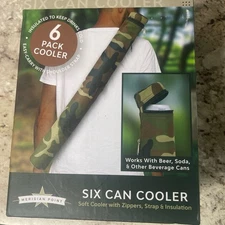 Meridian Point Six Can Cooler Insulated Camo Backpack Sleeve w/adjustable Strap