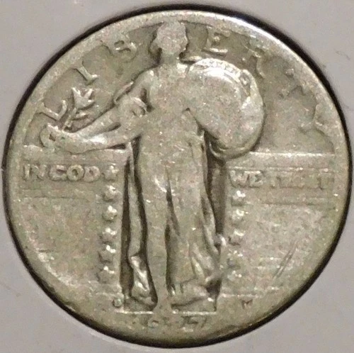 Silver Quarter - Standing Liberty - 1927-D (Cleaned.  Obv scratch.) [815]
