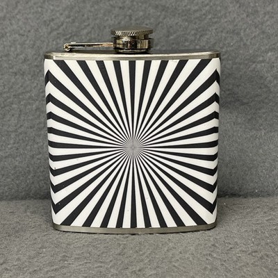 Top Shelf Flasks 6oz Stainless Steel Retro Black & White optical illusion Flask