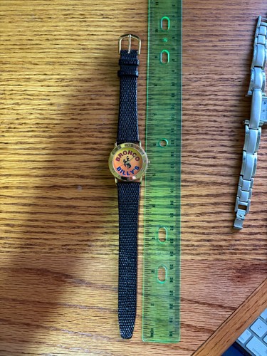 TimeCal Bronco Billys Analog Quartz Watch Leather Band - New Battery