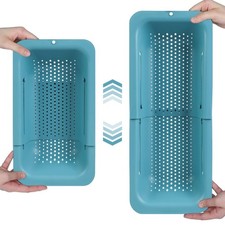 1 PCS Teal Over Sink Colander Strainer Basket Extendable Handle Home Kitchen