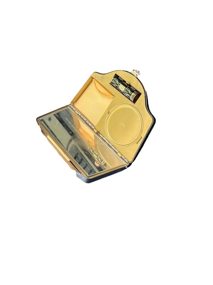 Estuche de cosméticos vintage de latón Volupte de los años 50 bolso original Wirh Foto 4 de 4