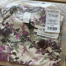 NIB Kate Quinn 0-3m Short Sleeve Lap Neck Bodysuit Purple Queen Annes Lace Modal