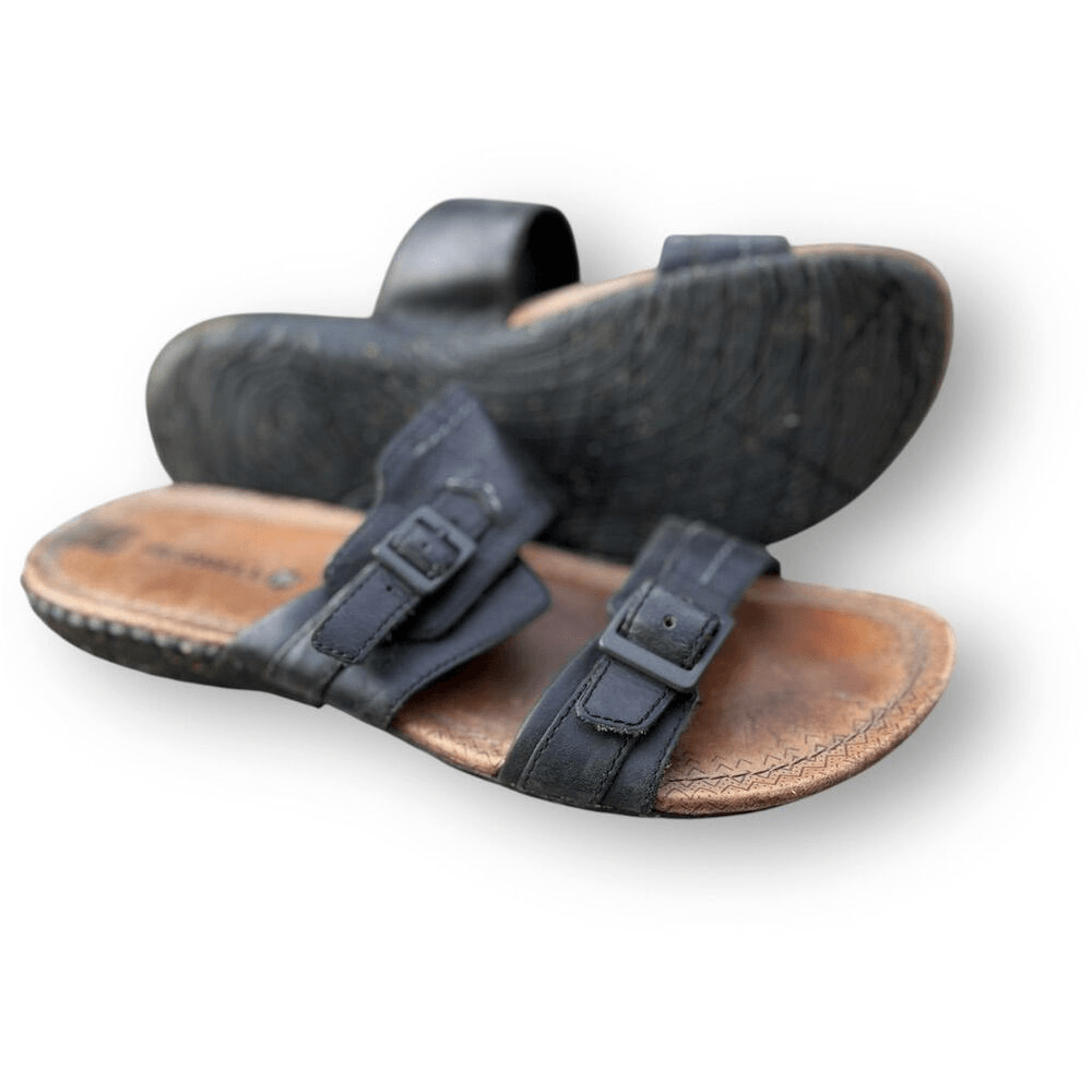 Merrell sandali donna neri in pelle misura 8 casual fibbia regolabile slide