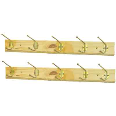 2 STARKE HOLZ WANDKLEIDERBÜGEL Kleiderbügel Kiefer Holz Ständer Haken Heringe UK