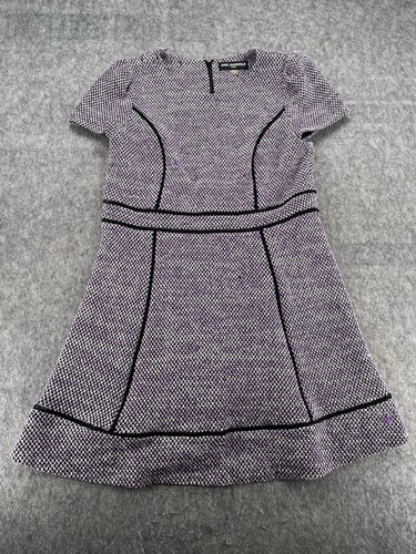 Karl Lagerfeld Womens Purple Fringe Tweed Sheath Dress Size 16