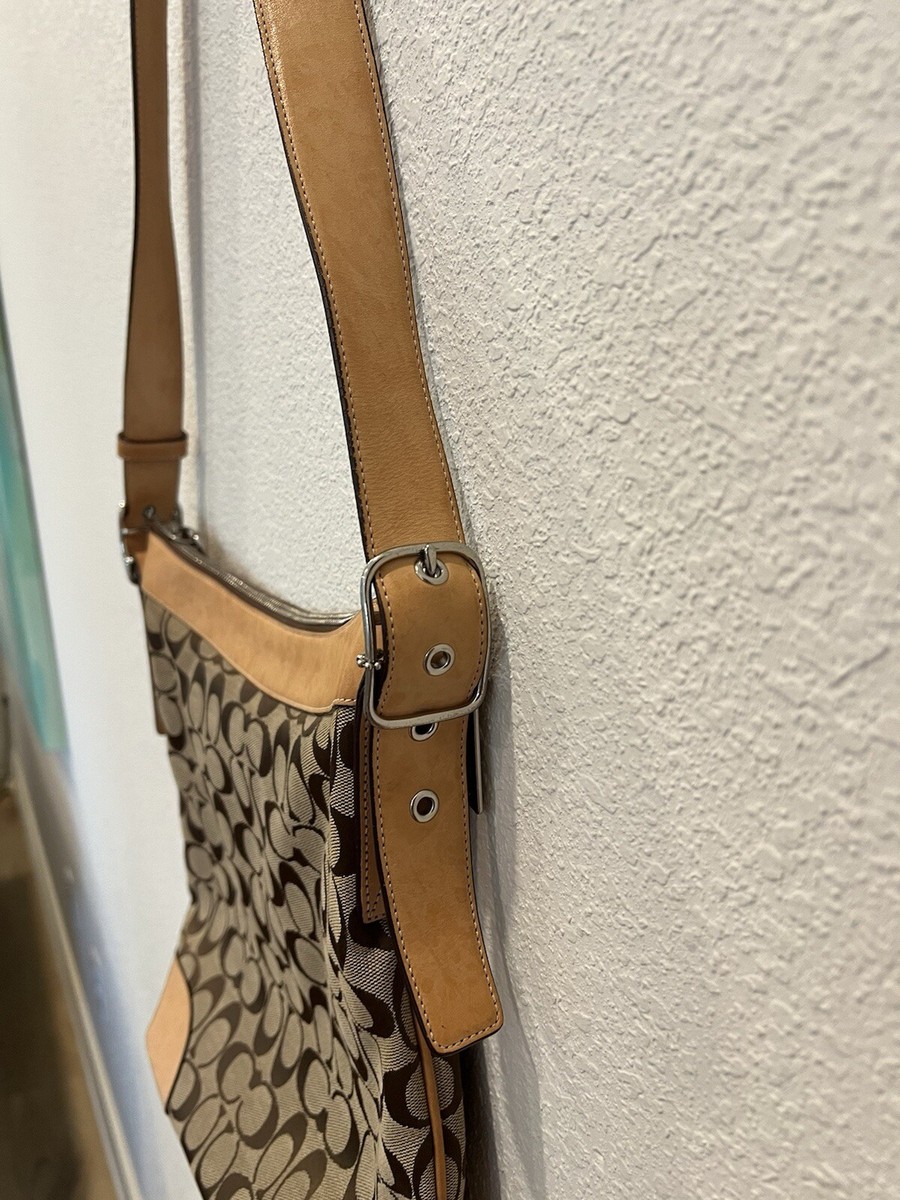 Coach Purse Tan And Brown Shoulder Bag 6346 With Dust Bag And Box