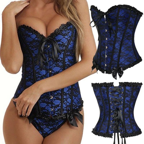 Corsets for Women Corset Top Bustier Overbust Lace Up Waist Trainer Shaper Plus - Picture 33 of 52