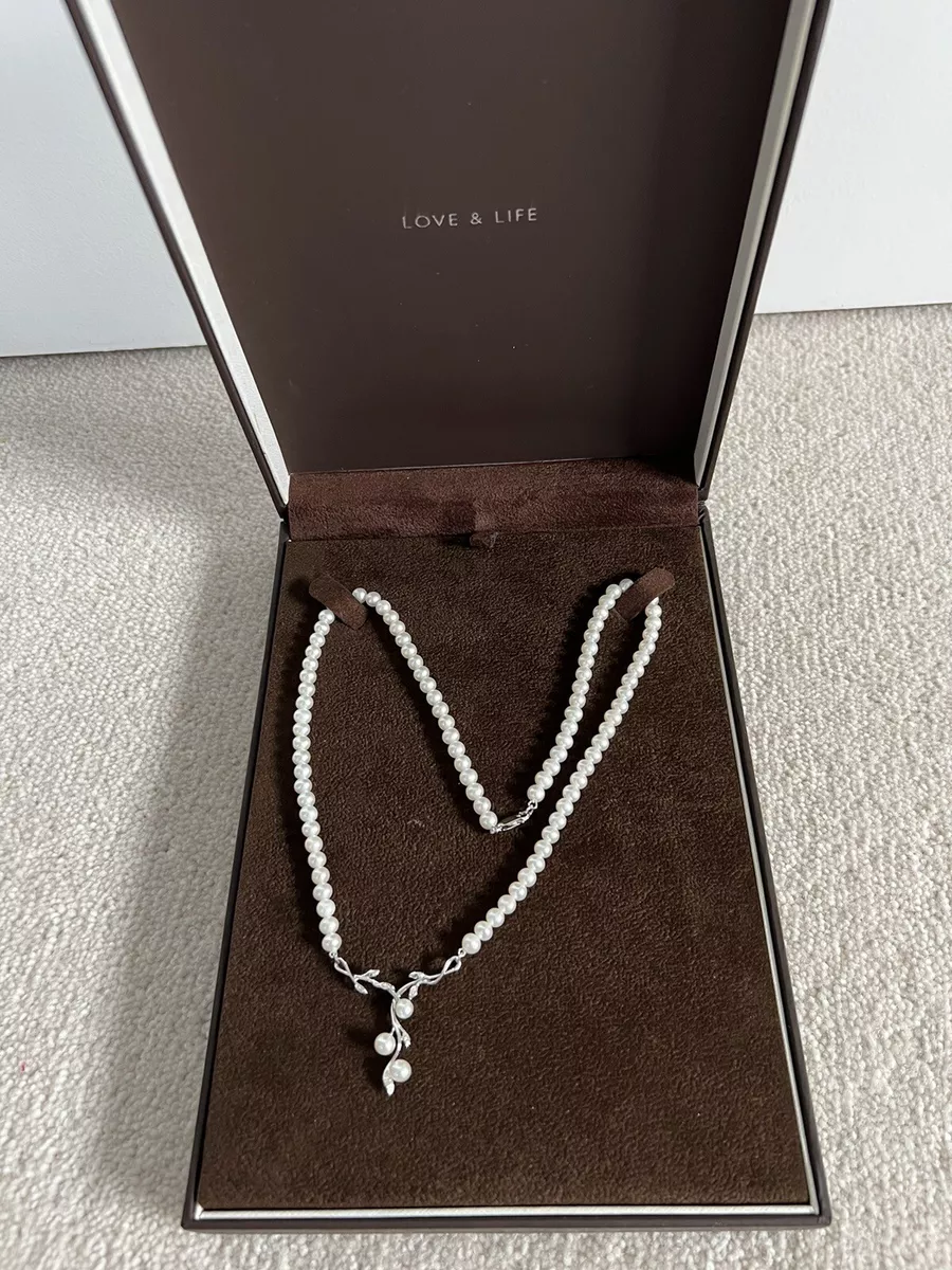 Genuine Ernest Jones 9ct White Gold Cultured Freshwater Pearl Diamond Necklace