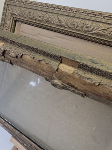 Antique Gesso Hidden Document Picture Frame Wood Gilt RARE 2 part - Picture 6 of 13