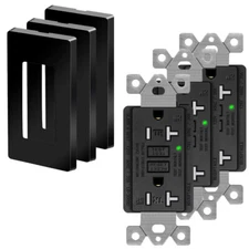 20 Amp Outlet GFCI GFI Receptacle Tamper-Resistant LED Indicator w/Wallplate 3PK
