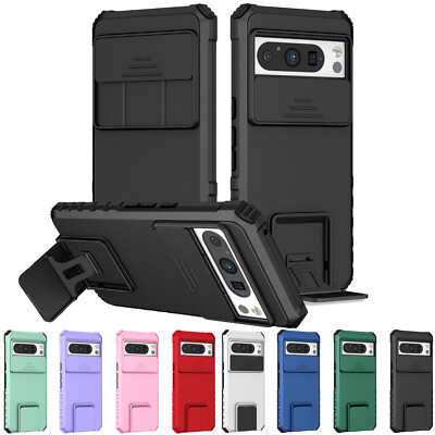 For Google Pixel 9 Pro XL/8 Shockproof TPU Slide Camera Lens Cover Stand Case