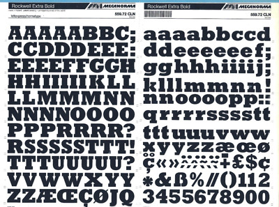 MECANORMA Dry Transfer Lettering 559.72 CLN #872 ROCKWELL EXTRA BOLD 19.4mm
