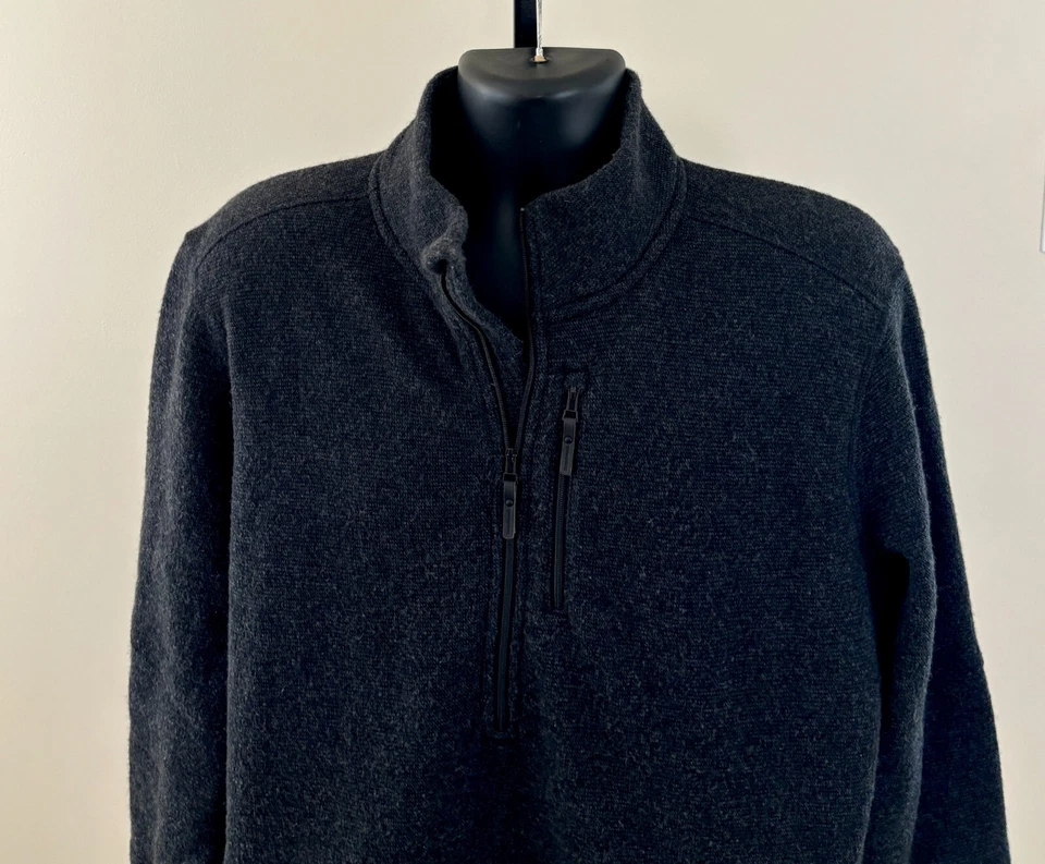 SMARTWOOL HUDSON TRAIL FLEECE Mens Large Gray Half Zip Long Sleeve Wool Sweater - Image 2 of 4
