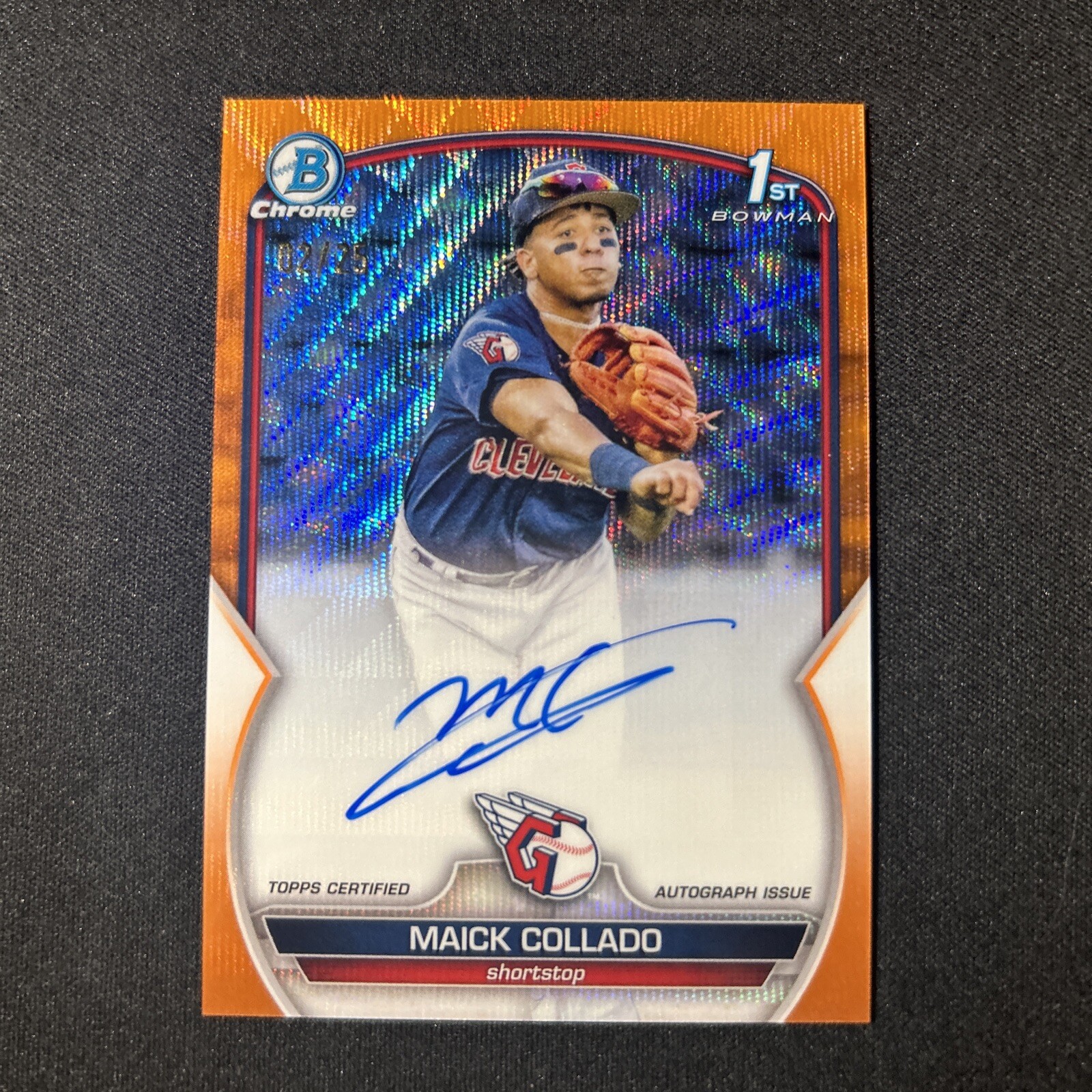 2023 Bowman Chrome Orange Wave Refractor Auto Maick Collado /25 1st Bowman
