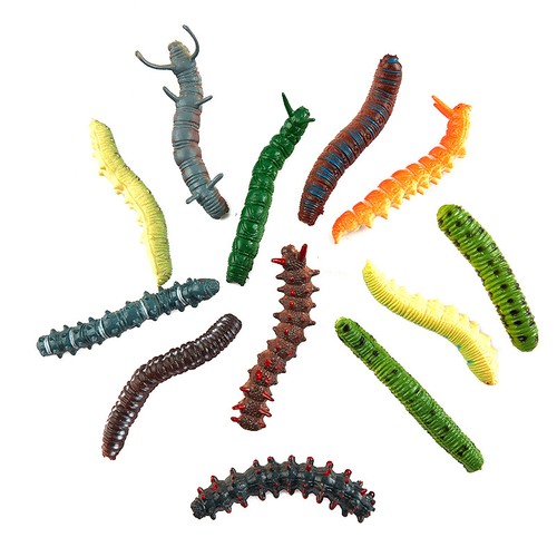 6pcs Mixed Simulated Crawling Worm Caterpillar Insect Educational Trick -*DB